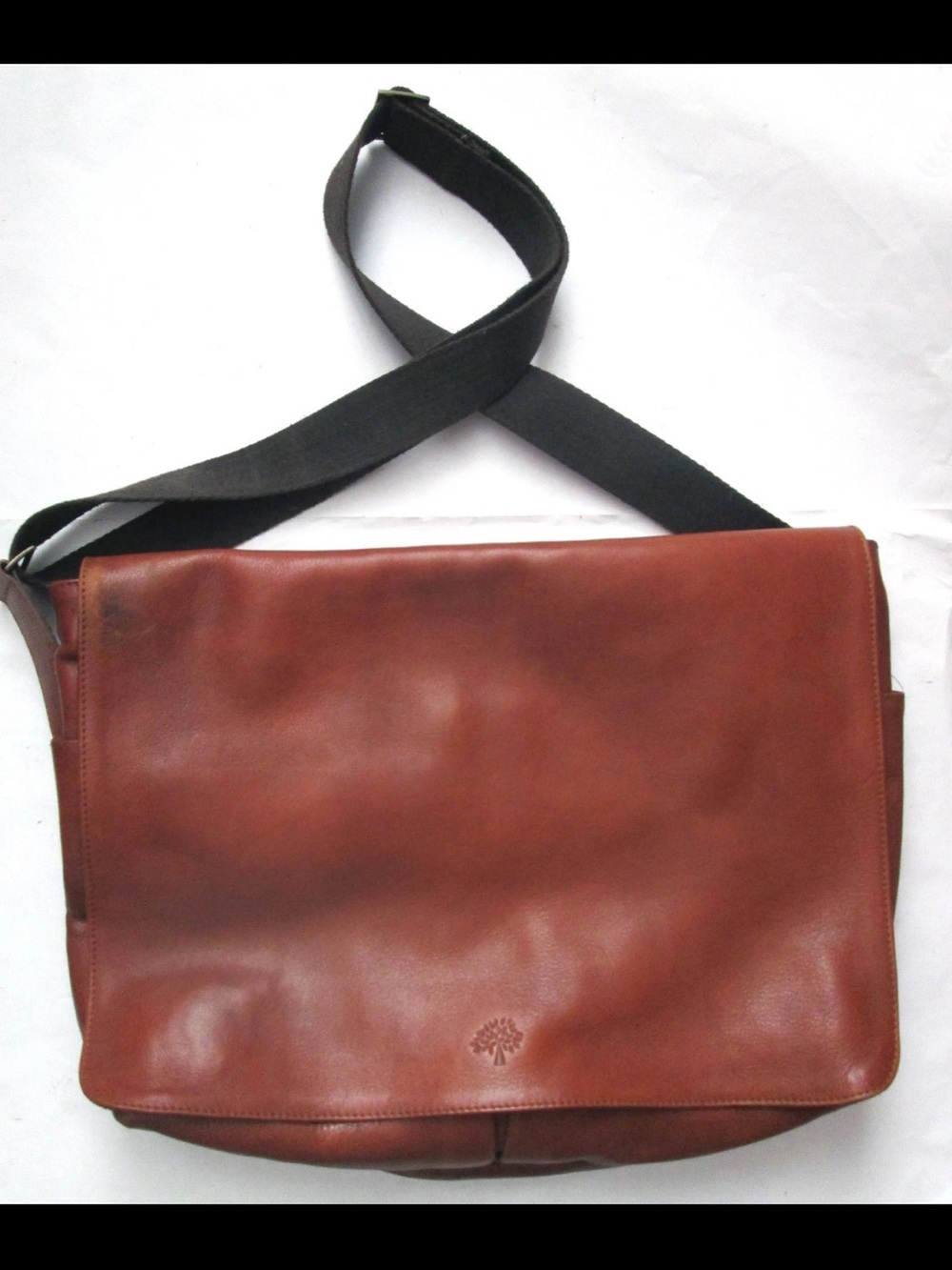 Mulberry Chestnut Leather Messenger Bag with Black Strap
